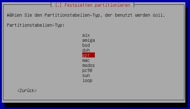 Partition Table Type