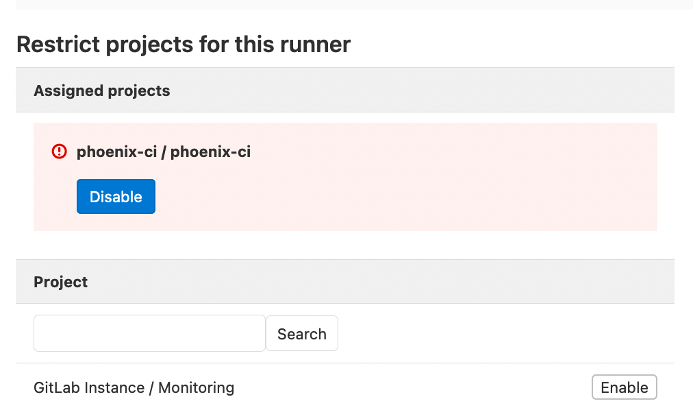 Limit runner to project